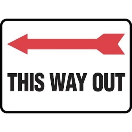 Accuform This Way Out (Arrow Left), Aluminum, 10 in x 14 in, Mounting Holes MADM991VA